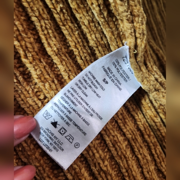 Jachs Girlfriend Ribbed Velvet Chenille Crewneck Sweater Mustard Yellow - Picture 4 of 6